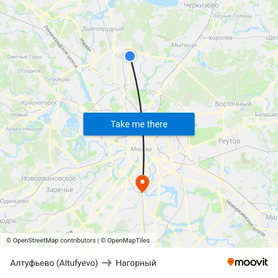 Алтуфьево (Altufyevo) to Нагорный map