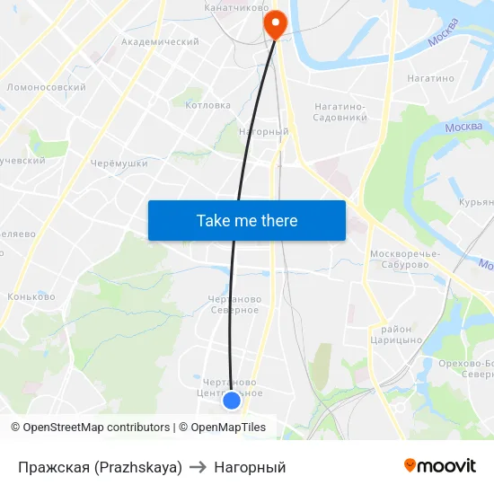 Пражская (Prazhskaya) to Нагорный map