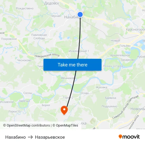 Нахабино to Назарьевское map