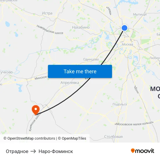 Отрадное to Наро-Фоминск map
