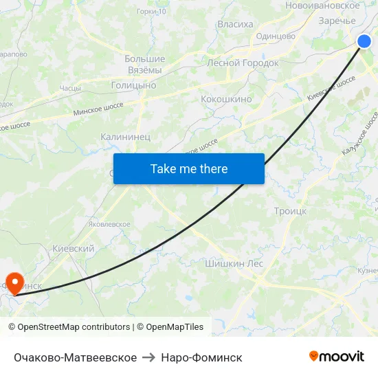 Очаково-Матвеевское to Наро-Фоминск map