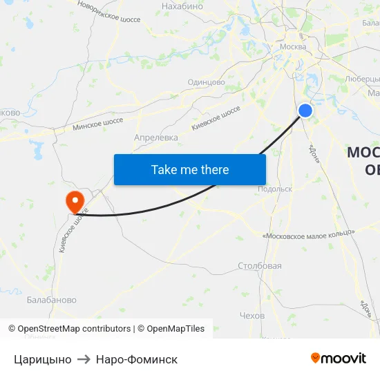 Царицыно to Наро-Фоминск map