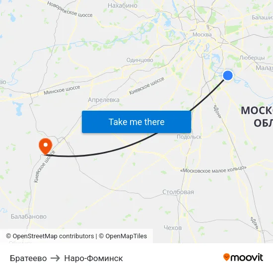 Братеево to Наро-Фоминск map