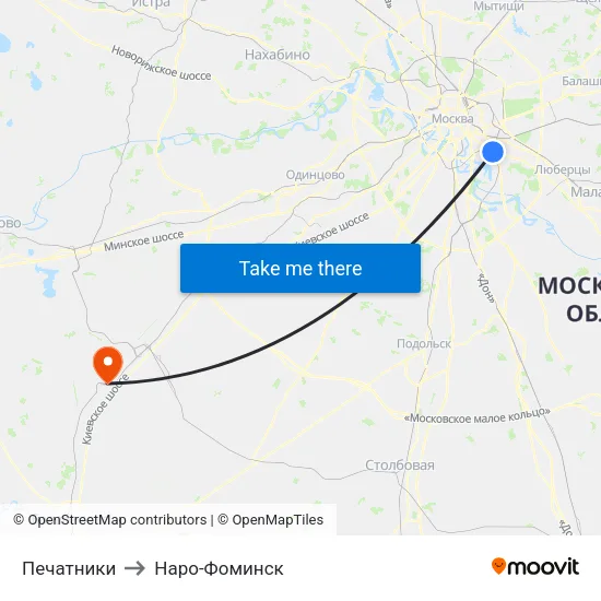 Печатники to Наро-Фоминск map