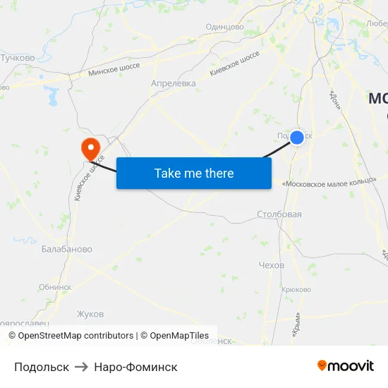 Подольск to Наро-Фоминск map