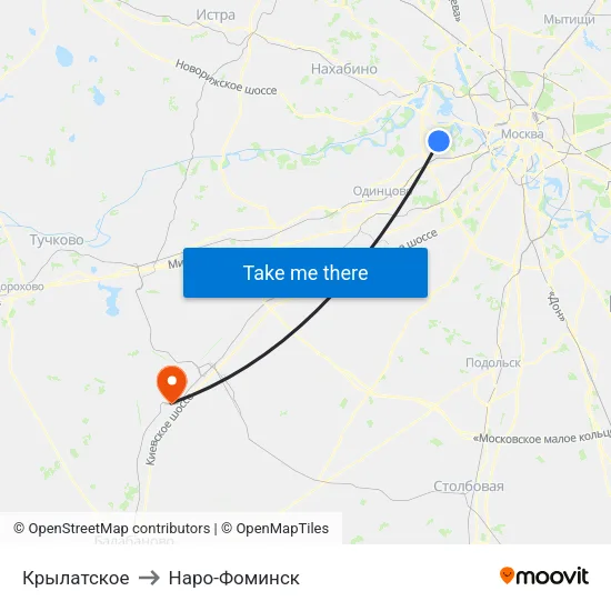 Крылатское to Наро-Фоминск map