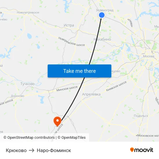 Крюково to Наро-Фоминск map