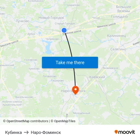 Кубинка to Наро-Фоминск map