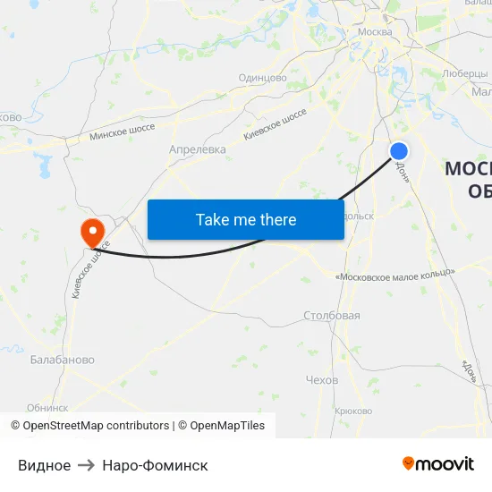 Видное to Наро-Фоминск map