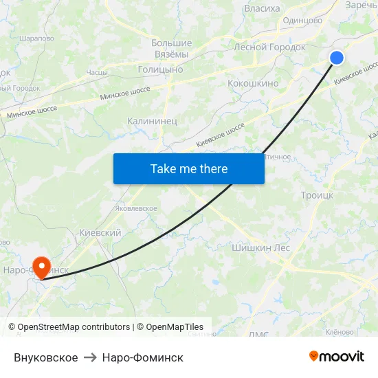 Внуковское to Наро-Фоминск map