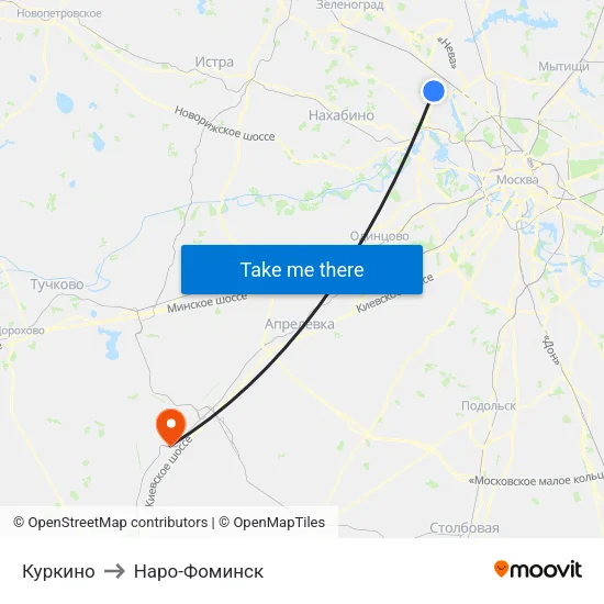 Куркино to Наро-Фоминск map
