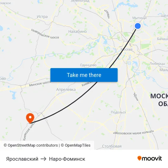 Ярославский to Наро-Фоминск map