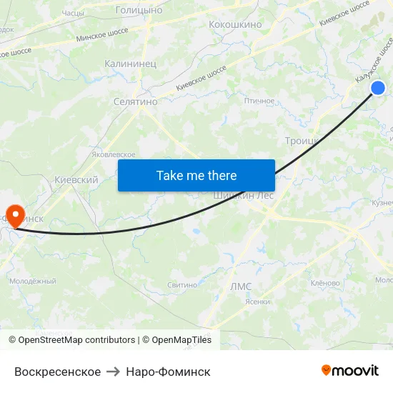 Воскресенское to Наро-Фоминск map