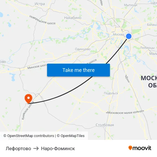 Лефортово to Наро-Фоминск map
