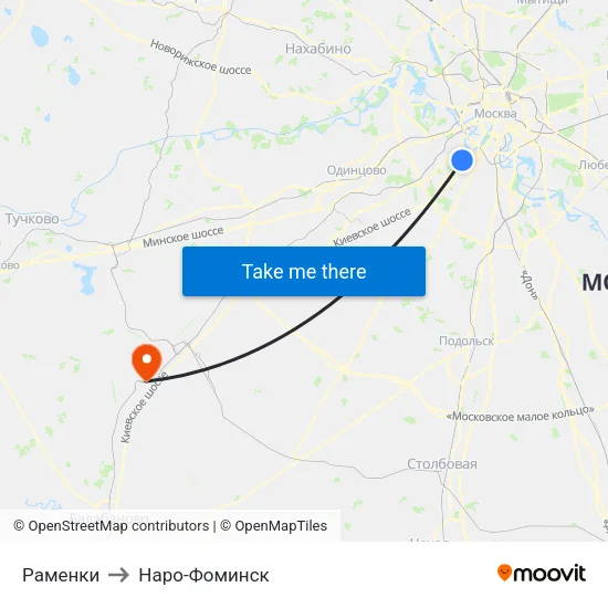 Раменки to Наро-Фоминск map