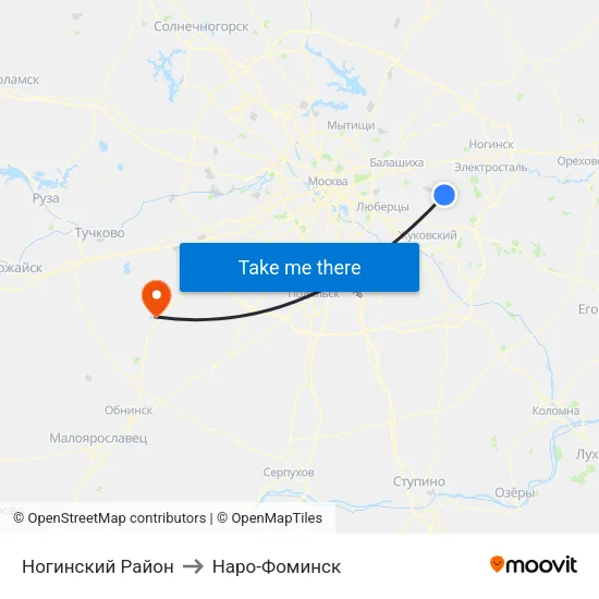 Ногинский Район to Наро-Фоминск map
