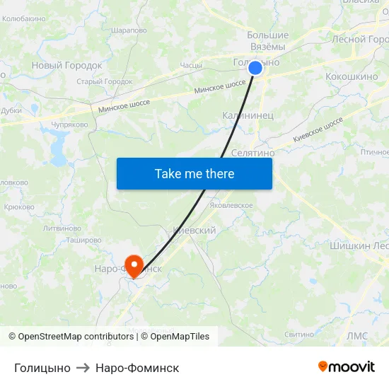 Голицыно to Наро-Фоминск map