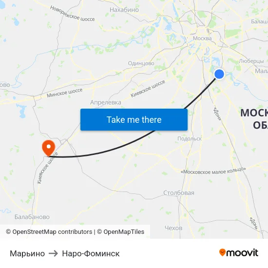 Марьино to Наро-Фоминск map