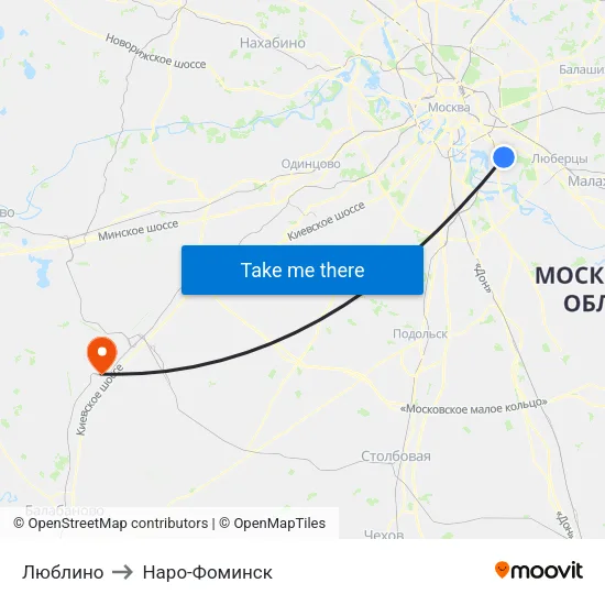 Люблино to Наро-Фоминск map