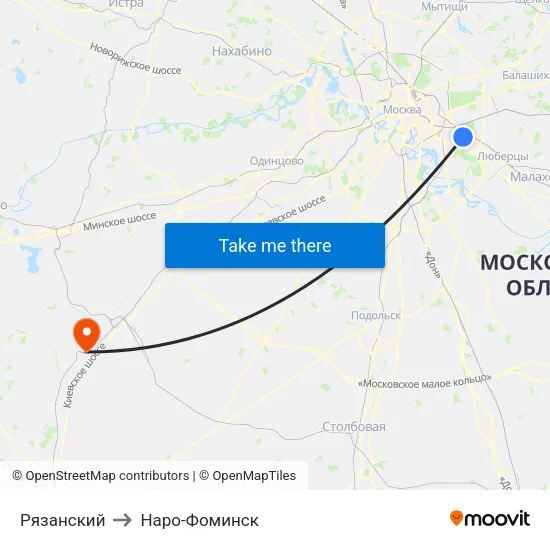 Рязанский to Наро-Фоминск map