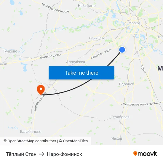Тёплый Стан to Наро-Фоминск map