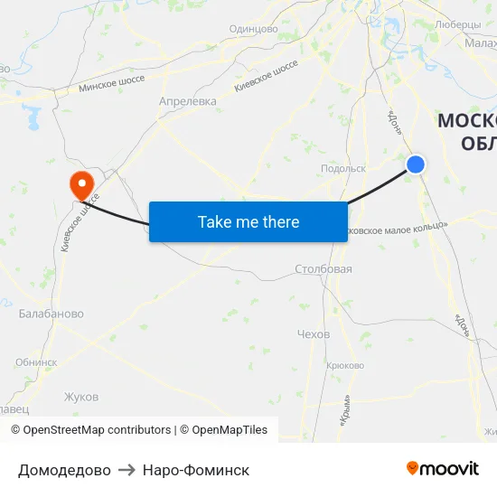 Домодедово to Наро-Фоминск map