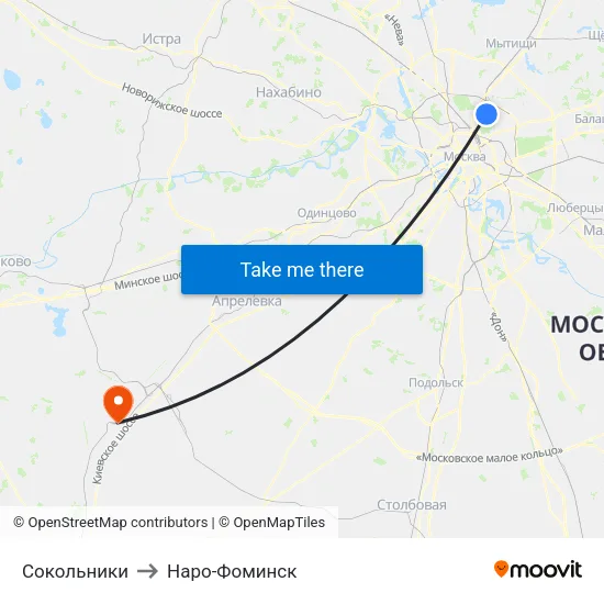 Сокольники to Наро-Фоминск map