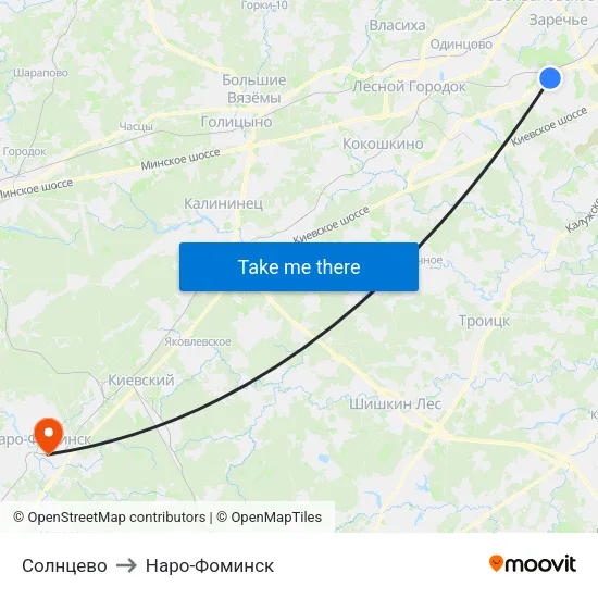 Солнцево to Наро-Фоминск map