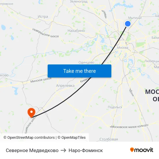 Северное Медведково to Наро-Фоминск map