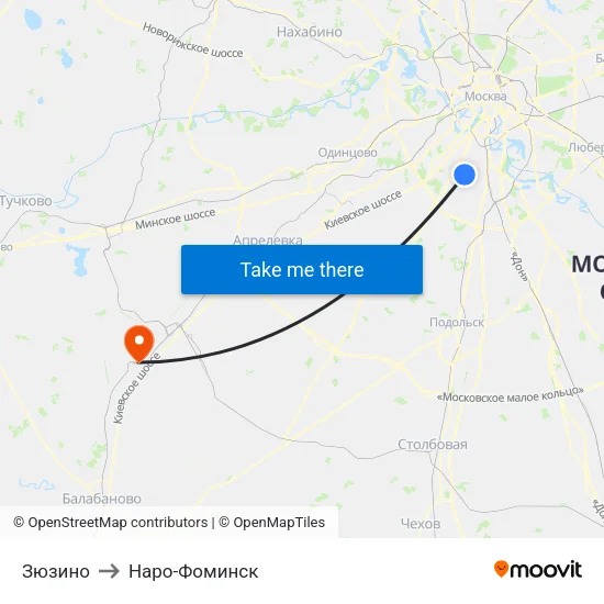 Зюзино to Наро-Фоминск map