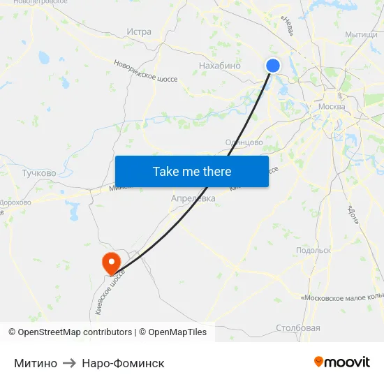 Митино to Наро-Фоминск map