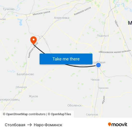 Столбовая to Наро-Фоминск map