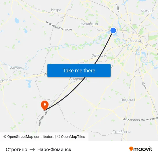 Строгино to Наро-Фоминск map