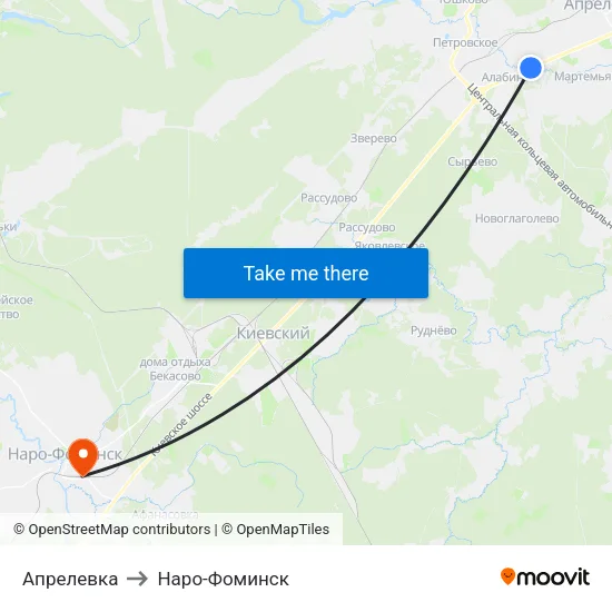 Апрелевка to Наро-Фоминск map