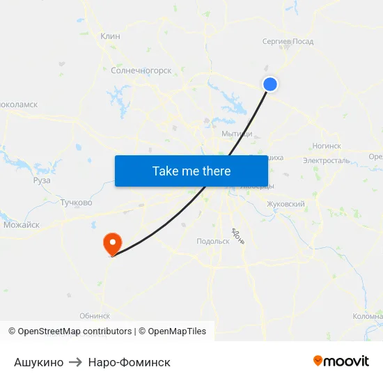 Ашукино to Наро-Фоминск map