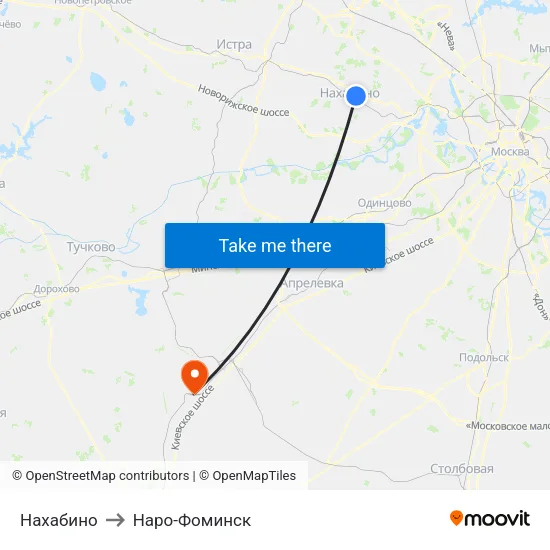 Нахабино to Наро-Фоминск map