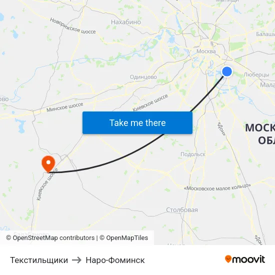 Текстильщики to Наро-Фоминск map