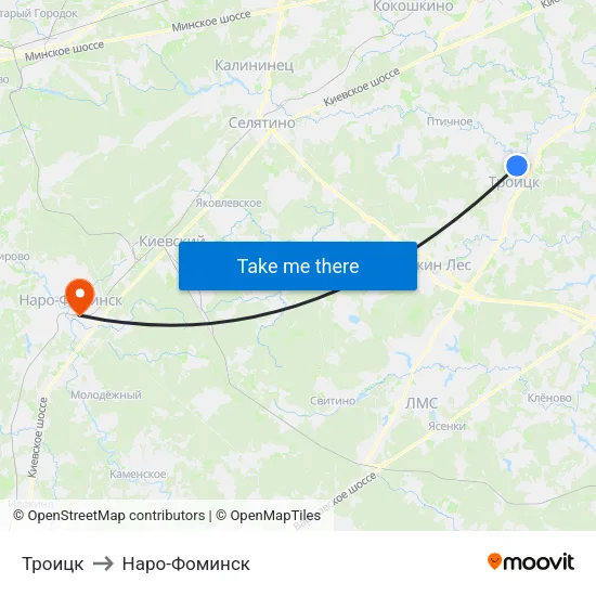 Троицк to Наро-Фоминск map