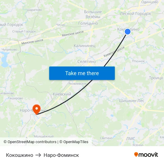 Кокошкино to Наро-Фоминск map