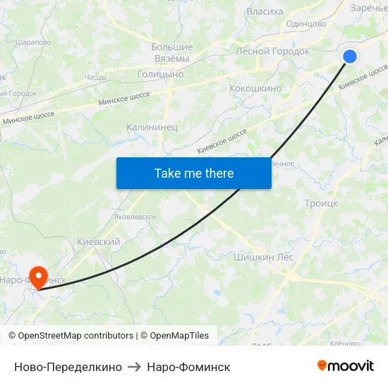 Ново-Переделкино to Наро-Фоминск map