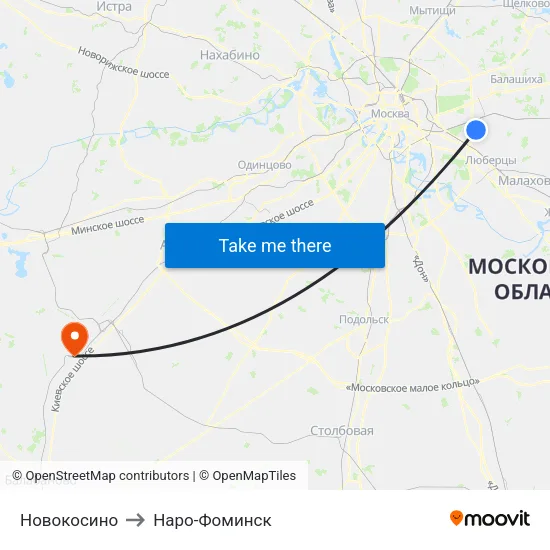 Новокосино to Наро-Фоминск map