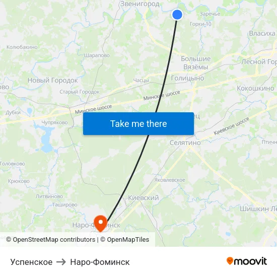 Успенское to Наро-Фоминск map