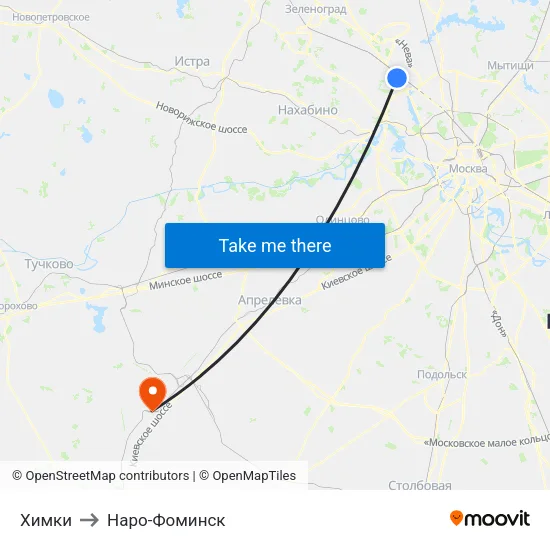 Химки to Наро-Фоминск map
