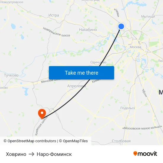 Ховрино to Наро-Фоминск map