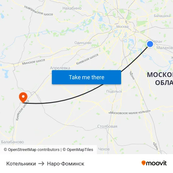 Котельники to Наро-Фоминск map