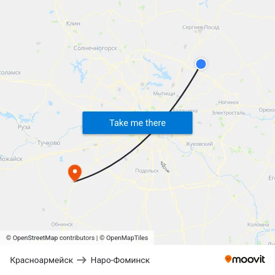 Красноармейск to Наро-Фоминск map