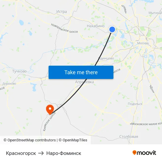 Красногорск to Наро-Фоминск map