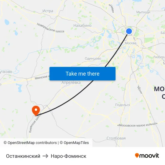 Останкинский to Наро-Фоминск map