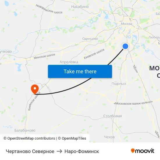 Чертаново Северное to Наро-Фоминск map