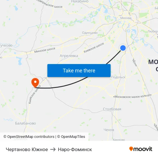 Чертаново Южное to Наро-Фоминск map